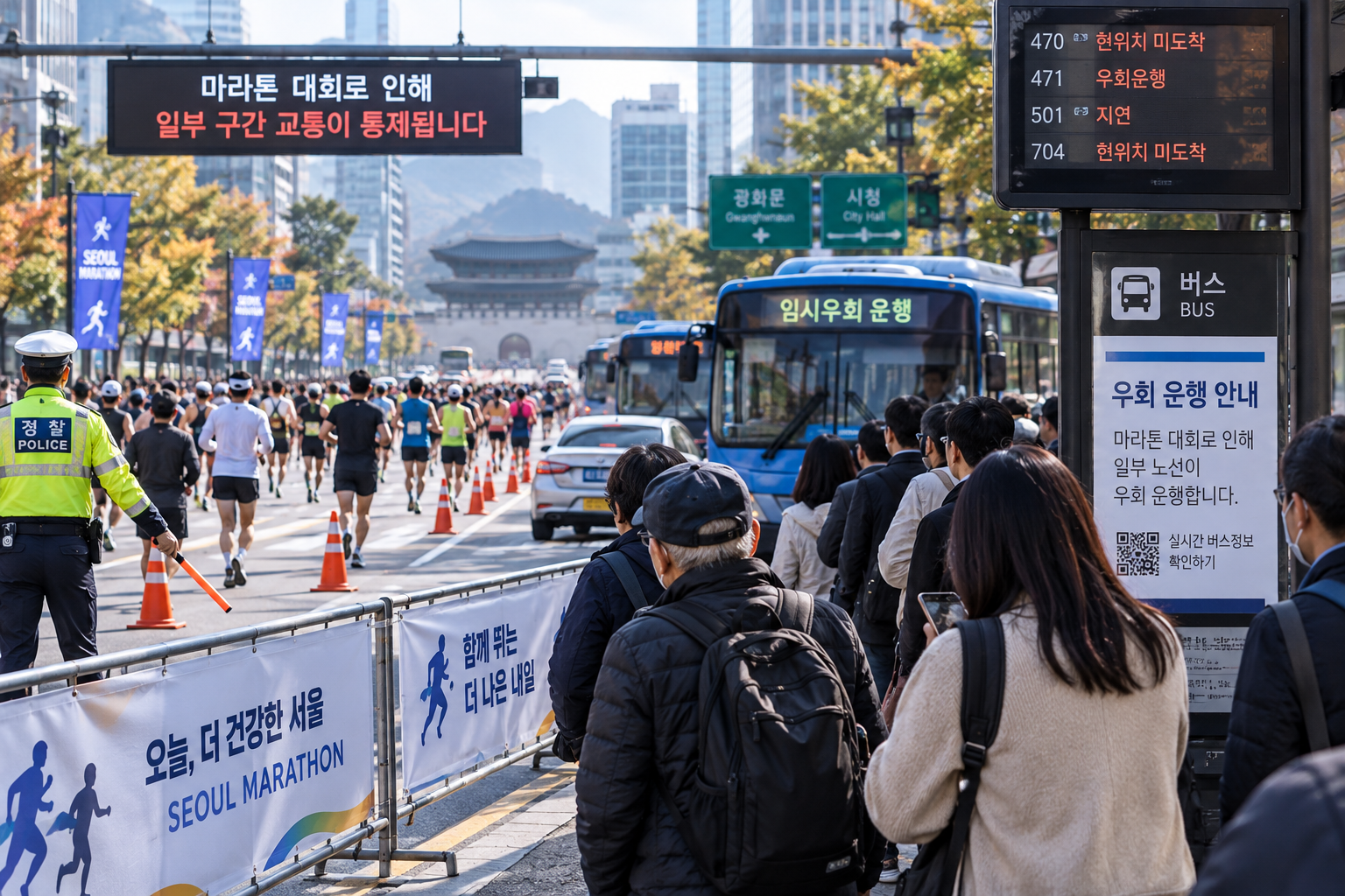 주말마다 도로 막는 마라톤…달리는 참가자 뒤로 멈춰 선 시민의 일상
